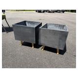2 HEAVY FIBERGLASS SQUARE PLANTERS