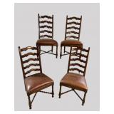 4 WINNY FURNITURE BARLEY TWIST LEATHER CHAIRS