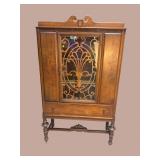 WALNUT INLAID 1 DOOR CHINA CLOSET