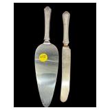 2 PC LOT STERLING SILVER HANDLED SERVING KNIVES