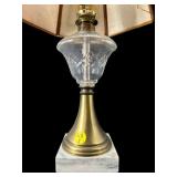 CRYSTAL BRASS AND MARBLE LAMP