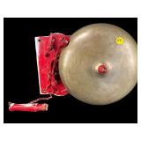 ANTIQUE MOUNTED BRASS FIREHOUSE BELL