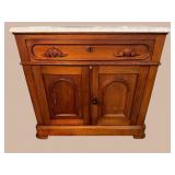 WALNUT VICTORIAN MARBLE TOP WASHSTAND