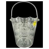 CAMBRIDGE FLORAL ETCHED CRYSTAL ICE BUCKET