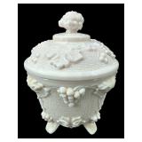 JEANNETTE SHELL PINK MILK GLASS FOOTED CANDY DISH