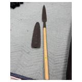 WOOD HANDLE SPEAR WITH SHEATH