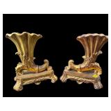 PAIR OF ORNATE GOLD CORNUCOPIAS