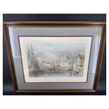 FANEUIEL HALL FROM THE WATER ENGRAVING PRINT