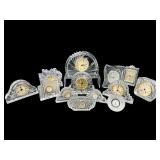 LARGE LOT SMALL CRYSTAL MANTEL CLOCKS
