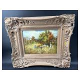 ORNATE FRAMED IMPRESSIONIST LANDSCAPE OIL ON