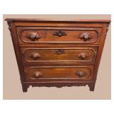 WALNUT VICTORIAN 3 DRAWER CHEST