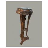 MAHOGANY CARVED MARBLE TOP FERN STAND