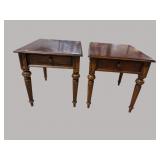 2 THOMASVILLE MAHOGANY INLAID 1 DRAWER TABLES