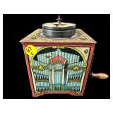 TIN LITHO HAND CRANK GERMAN MUSIC BOX