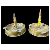 2 TRENCH ART BULLET AND SILVER COIN ASH TRAYS