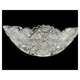 ETCHED FLORAL AND CUT CRYSTAL CONSOLE BOWL