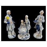 3 PC LOT VICTORIAN STYLE BLUE & WHITE FIGURINES