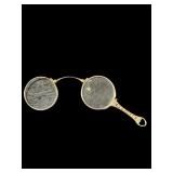 ANTIQUE 10K GOLD LORGNETTE FOLDING READING GLASSES