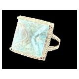PLATINUM AQUAMARINE & DIAMOND RING