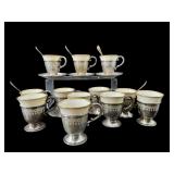 34 PC LOT STERLING CUSTARD CUPS WITH LENOX INSERTS