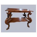 SOLID MAHOGANY WINGED SERPENT 2 TIER LIBRARY TABLE