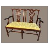 SOLID MAHOGANY CHIPPENDALE 2 SEAT SETTEE