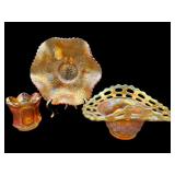 3 PC LOT OF MARIGOLD CARNIVAL SMALL BOWLS