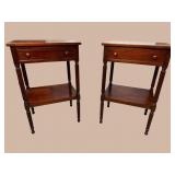 2 BIGGS SOLID MAHOGANY 1 DRAWER STANDS