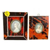 SET OF 2 HAND PAINTED FEMALE PORTRAITS IN FAUX