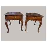 2 HENKEL HARRIS SOLID MAHOGANY QUEEN ANNE TABLES
