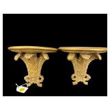 PR OF ORNATE GOLD SMALL WALL SHELVES