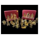 2 BOXES OF DANBURY MINT GOLD CHRISTMAS ORNAMENTS