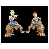 PR OF GOLD GILT DECORATIVE MONKEY BOOKENDS