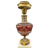 CRANBERRY ETCHED TABLE LAMP
