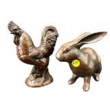 2 PC LOT RED MILL MFG HANDCRAFTED WOODEN ANIMALS