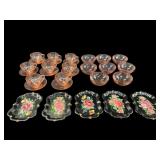 LARGE LOT OF PINK DEPRESSION TEACUPS SAUCERS AND