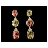 PR OF 14K NATURAL RUBELLITE & GREENISH YELLOW