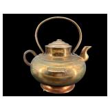 LARGE SOLID BRASS TEAPOT WITH TRIVET