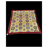 ANTIQUE HAND STITCHED HONEYCOMB QUILT