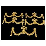5 GOLD RIBBON AND FLORAL OIL PAINTING TOPPERS
