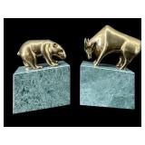 PR MARBLE AND BRASS MODERN BOOKENDS