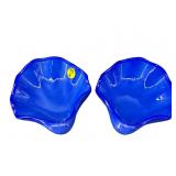PR OF FENTON PERIWINKLE BLUE SHELL TRINKET DISHES