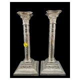 PAIR OF ORNATE SILVERPLATE CANDLESTICKS