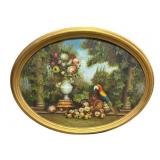 LARGE OVAL PAINTING OF MCCALLand FLOWERS