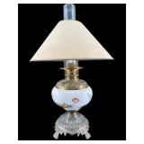 ORNATE BRASS OIL LAMP WITH SHADE