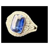 PLATINUM NATURAL BLUE SAPPHIRE & DIAMOND RING