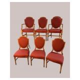 6 SATINWOOD UPHOLSTERED DINING CHAIRS