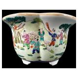 ORIENTAL PORCELAIN FIGURAL FOOTED PLANTER