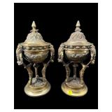 2 SOLID CAST BRASS ORNATE NEOCLASSICAL STYLE