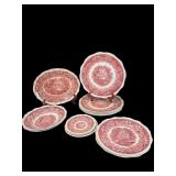 13 PIECES OF MASONS VISTA PINK TRANSFER CHINA